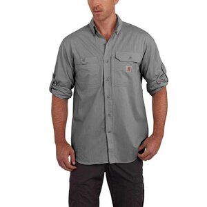 CARHARTT Men's Force Ridgefield Solid Long Sleeve Shirt Size L In Asphalt